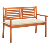 Vidaxl tuinbank 2-zits met kussen 120 cm massief eucalyptushout