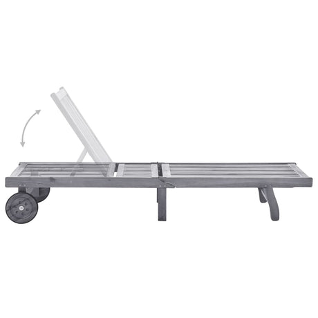 Vidaxl ligbed met kussen massief acaciahout grijs