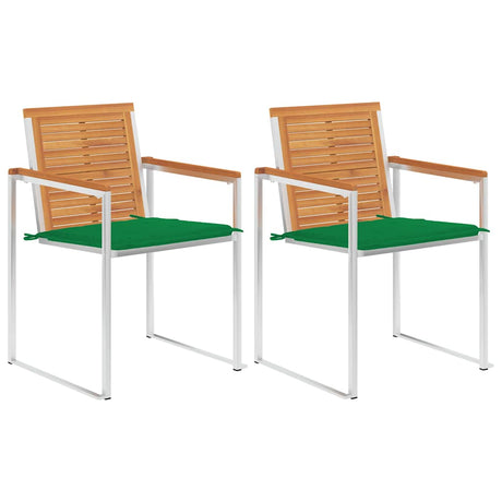 Vidaxl tuinstoelen 2 st met kussens massief acaciahout en staal