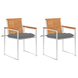 Vidaxl tuinstoelen 2 st met kussens massief acaciahout en staal