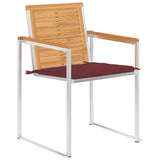 Vidaxl tuinstoelen 2 st met kussens massief teakhout en staal