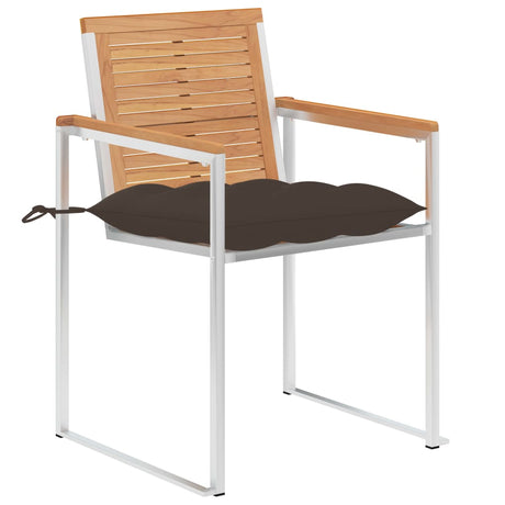 Vidaxl tuinstoelen 2 st met kussens massief teakhout en staal
