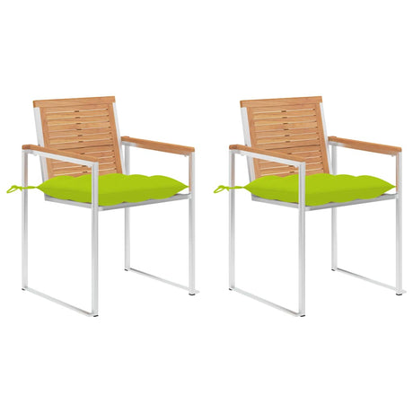 Vidaxl tuinstoelen 2 st met kussens massief teakhout en staal
