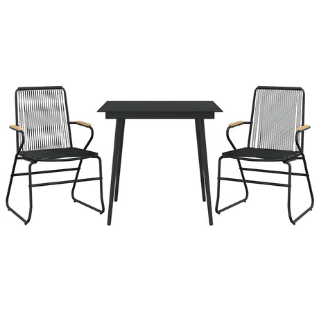 Vidaxl 3-delige tuinset pvc-rattan zwart