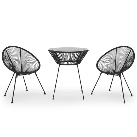 Vidaxl 3-delige tuinset pvc-rattan zwart