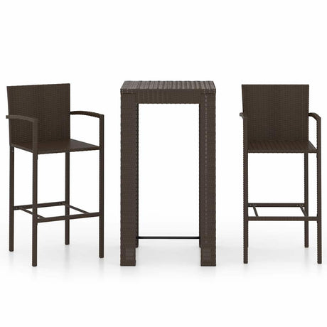 Vidaxl 3-delige tuinbarset met armleuningen poly rattan bruin