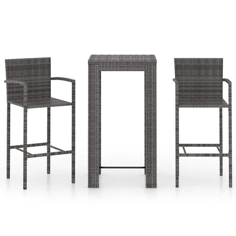 Vidaxl 3-delige tuinbarset met armleuningen poly rattan grijs