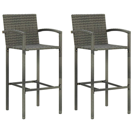 Vidaxl 3-delige tuinbarset met armleuningen poly rattan grijs
