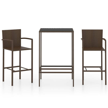 Vidaxl 3-delige tuinbarset poly rattan bruin