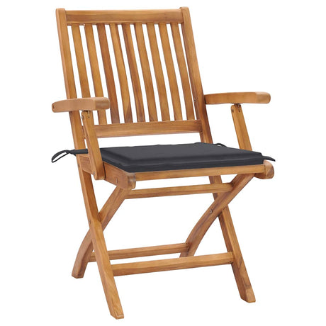 Vidaxl tuinstoelen 2 st met antracietkleurige kussens massief teakhout
