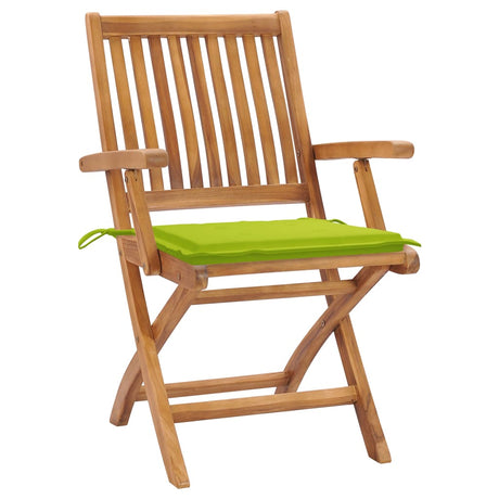 Vidaxl tuinstoelen 2 st met heldergroene kussens massief teakhout