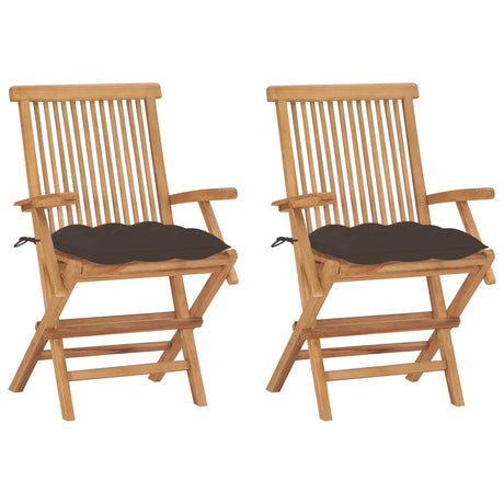 Vidaxl tuinstoelen 2 st met taupe kussens massief teakhout