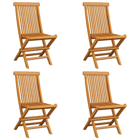 Vidaxl tuinstoelen 4 st met blauwe kussens massief teakhout
