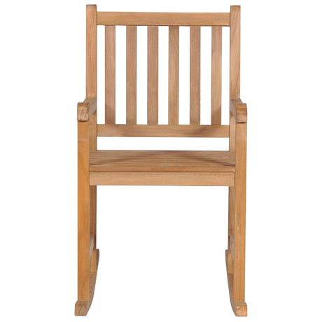 Vidaxl schommelstoel met beige kussen massief teakhout