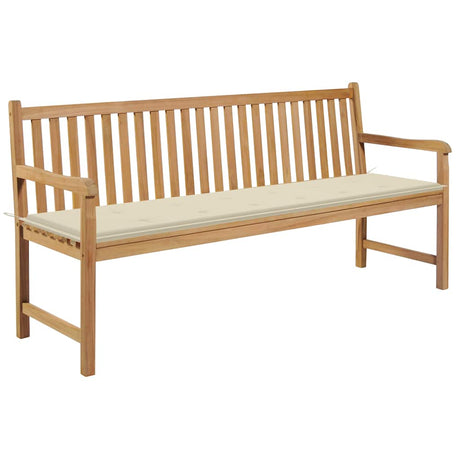 Vidaxl tuinbank met crèmekleurig kussen 175 cm massief teakhout