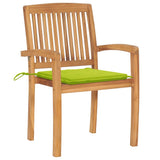 Vidaxl tuinstoelen 2 st met heldergroene kussens massief teakhout