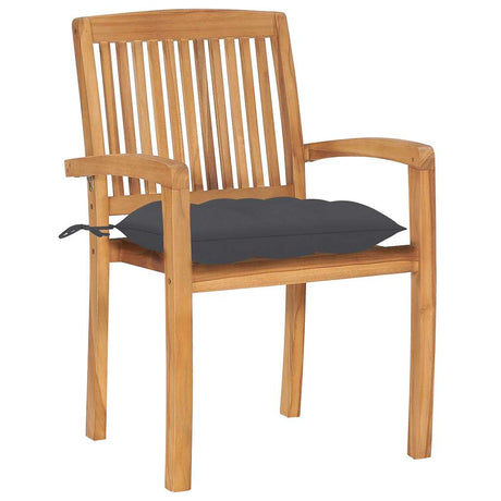 Vidaxl tuinstoelen 2 st met antracietkleurige kussens massief teakhout