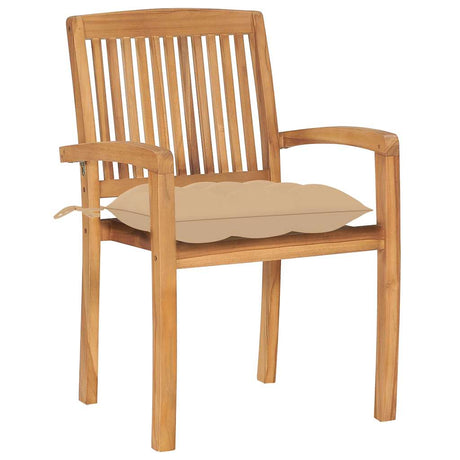 Vidaxl tuinstoelen 2 st met beige kussens massief teakhout