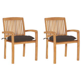 Vidaxl tuinstoelen 2 st met taupe kussens massief teakhout