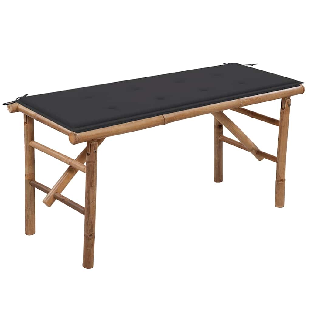 Vidaxl tuinbank inklapbaar met kussen 118 cm bamboe