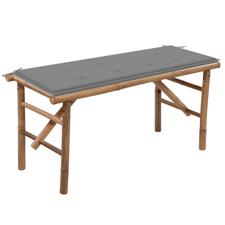 Vidaxl tuinbank inklapbaar met kussen 118 cm bamboe