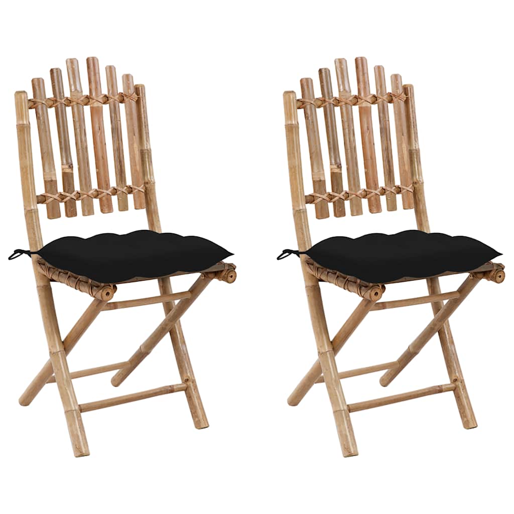Vidaxl tuinstoelen 2 st inklapbaar met kussens bamboe
