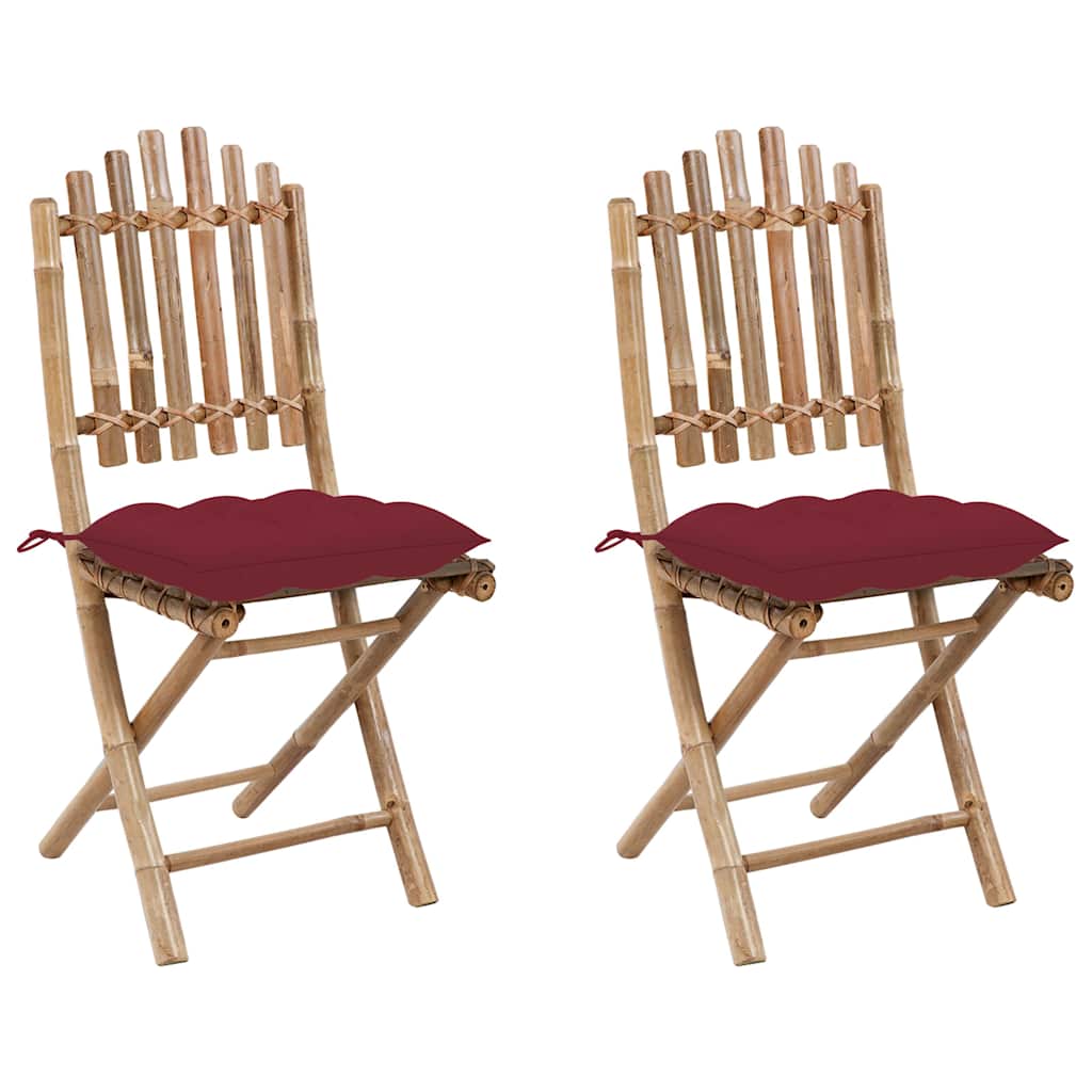 Vidaxl tuinstoelen 2 st inklapbaar met kussens bamboe