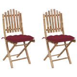 Vidaxl tuinstoelen 2 st inklapbaar met kussens bamboe