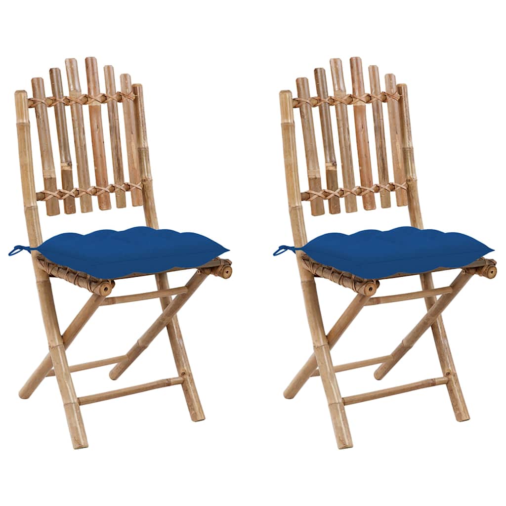 Vidaxl tuinstoelen 2 st inklapbaar met kussens bamboe