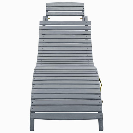 Vidaxl ligbed met kussen massief acaciahout grijs