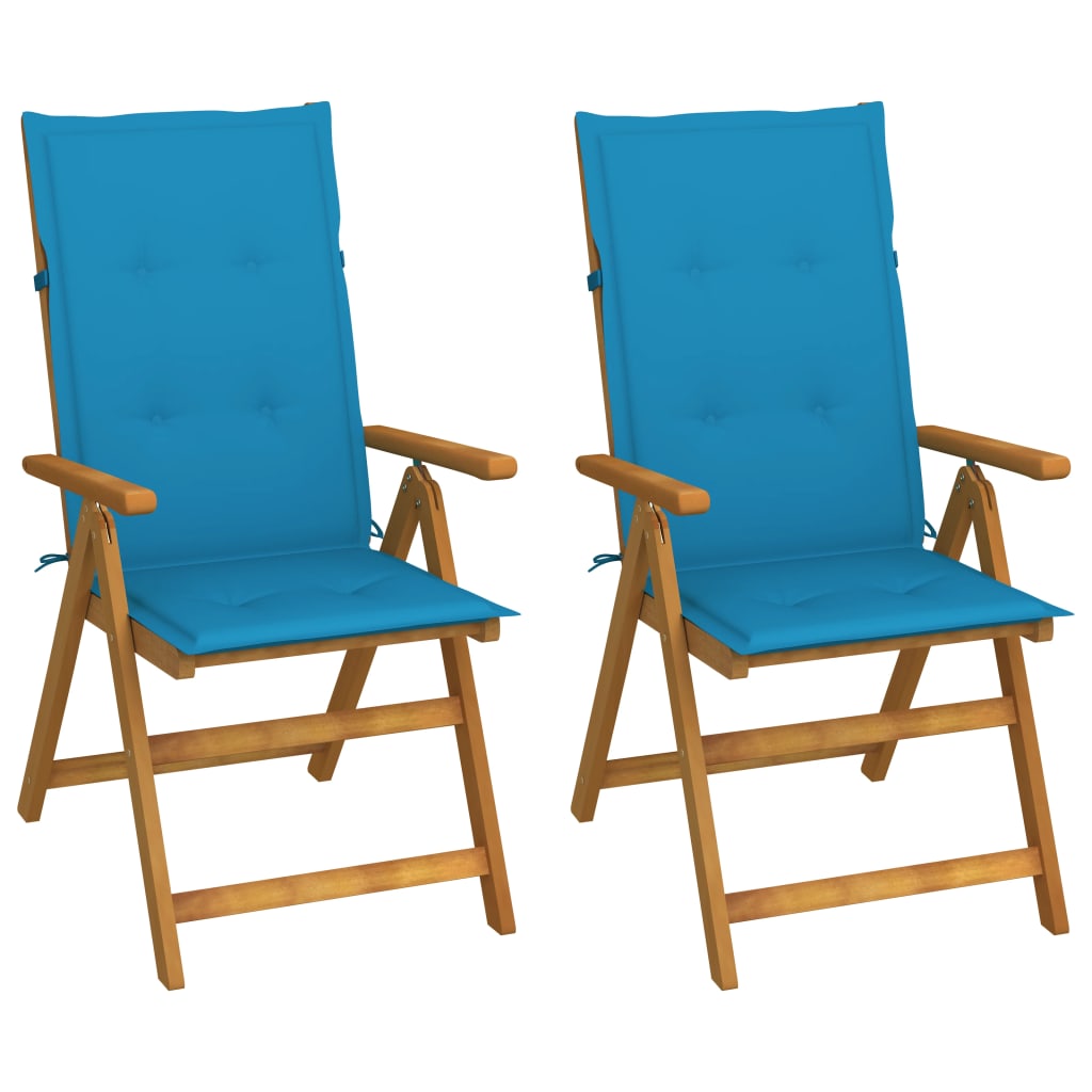 Vidaxl tuinstoelen 2 st verstelbaar met kussens massief acaciahout