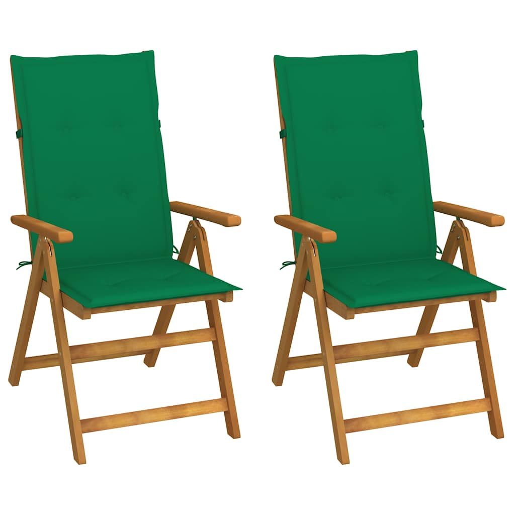 Vidaxl tuinstoelen 2 st verstelbaar met kussens massief acaciahout