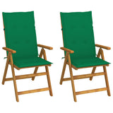 Vidaxl tuinstoelen 2 st verstelbaar met kussens massief acaciahout