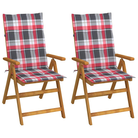Vidaxl tuinstoelen 2 st verstelbaar met kussens massief acaciahout
