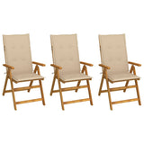 Vidaxl tuinstoelen 3 st inklapbaar met kussens massief acaciahout
