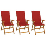 Vidaxl tuinstoelen 3 st inklapbaar met kussens massief acaciahout