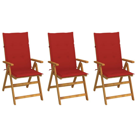 Vidaxl tuinstoelen 3 st inklapbaar met kussens massief acaciahout