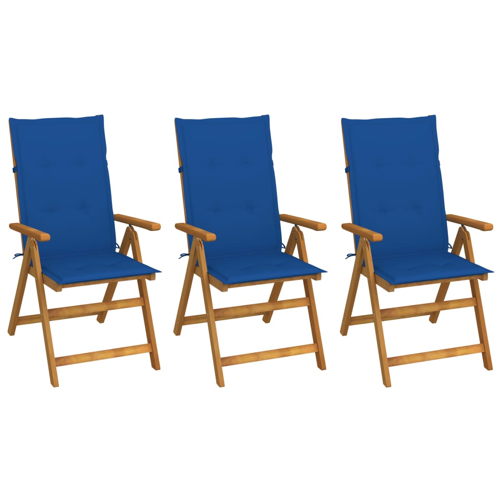 Vidaxl tuinstoelen 3 st inklapbaar met kussens massief acaciahout