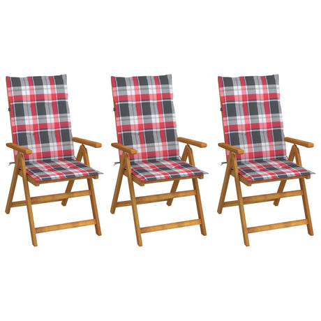 Vidaxl tuinstoelen 3 st inklapbaar met kussens massief acaciahout