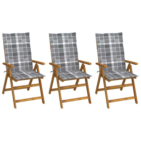 Vidaxl tuinstoelen 3 st inklapbaar met kussens massief acaciahout