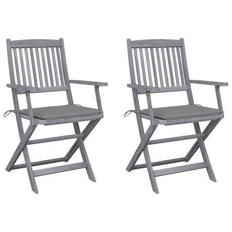 Vidaxl tuinstoelen 2 st inklapbaar met kussens massief acaciahout