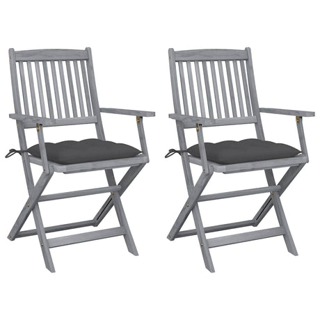 Vidaxl tuinstoelen 2 st inklapbaar met kussens massief acaciahout