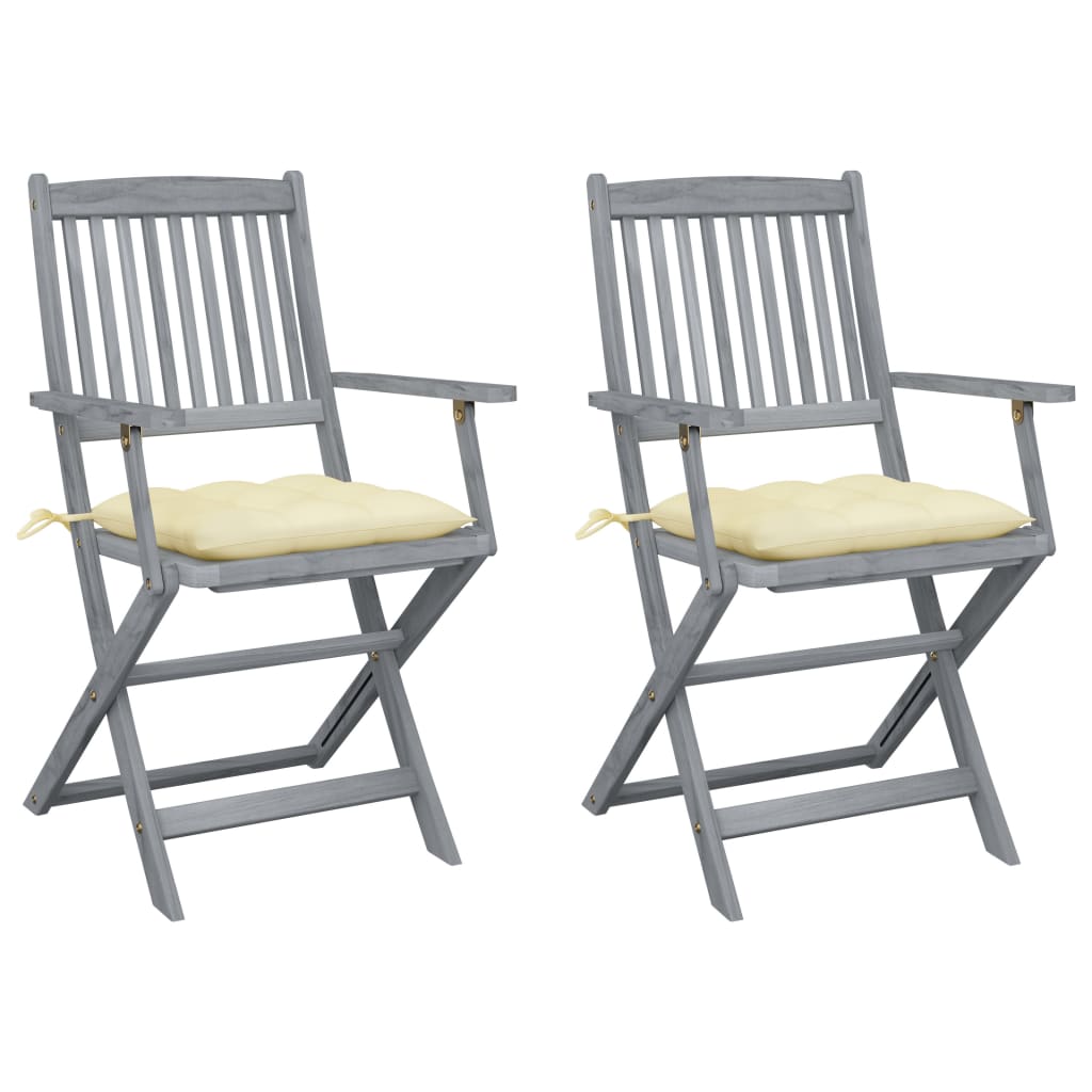 Vidaxl tuinstoelen 2 st inklapbaar met kussens massief acaciahout