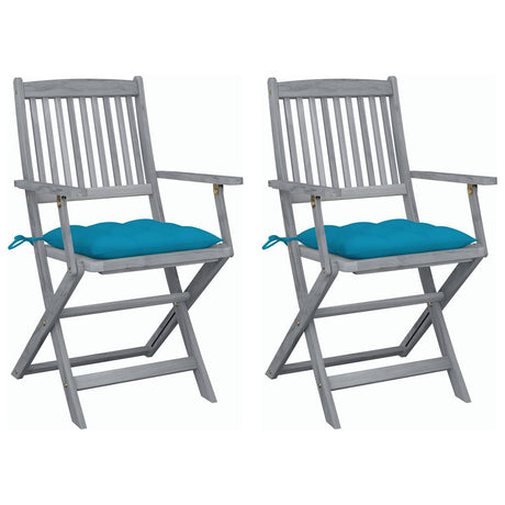 Vidaxl tuinstoelen 2 st inklapbaar met kussens massief acaciahout