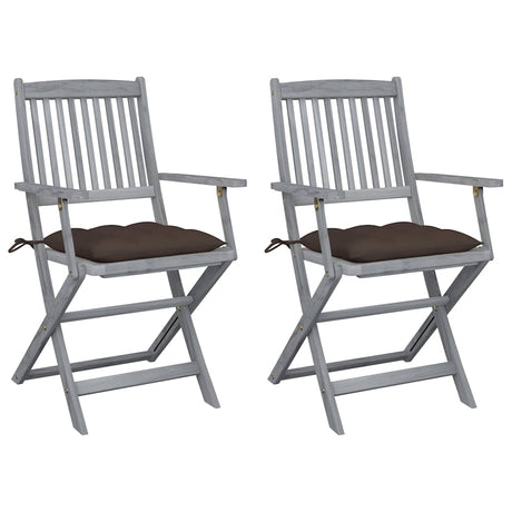 Vidaxl tuinstoelen 2 st inklapbaar met kussens massief acaciahout