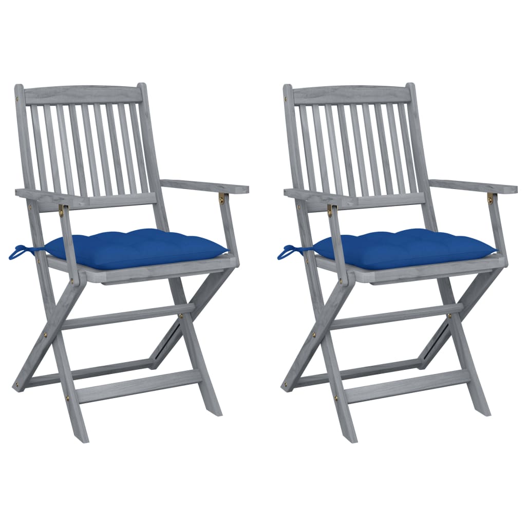 Vidaxl tuinstoelen 2 st inklapbaar met kussens massief acaciahout