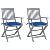 Vidaxl tuinstoelen 2 st inklapbaar met kussens massief acaciahout