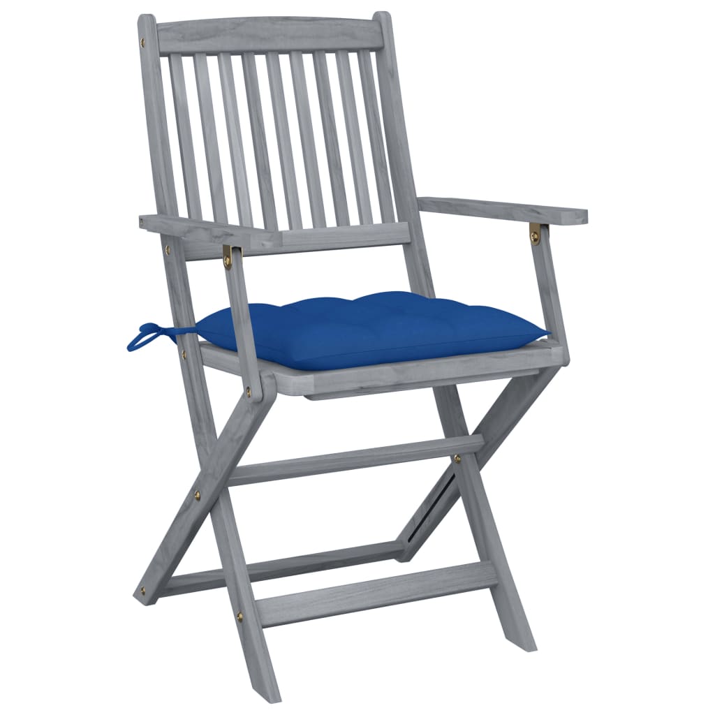 Vidaxl tuinstoelen 2 st inklapbaar met kussens massief acaciahout