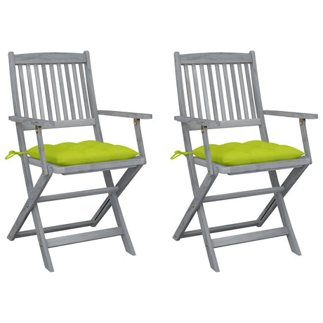 Vidaxl tuinstoelen 2 st inklapbaar met kussens massief acaciahout