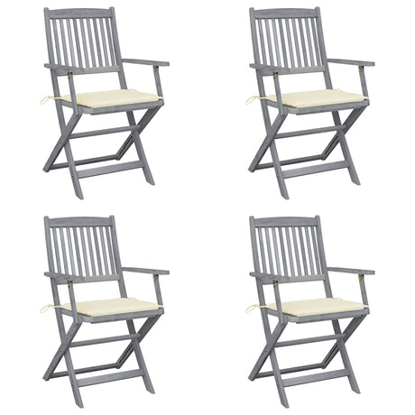 Vidaxl tuinstoelen 4 st inklapbaar met kussens massief acaciahout